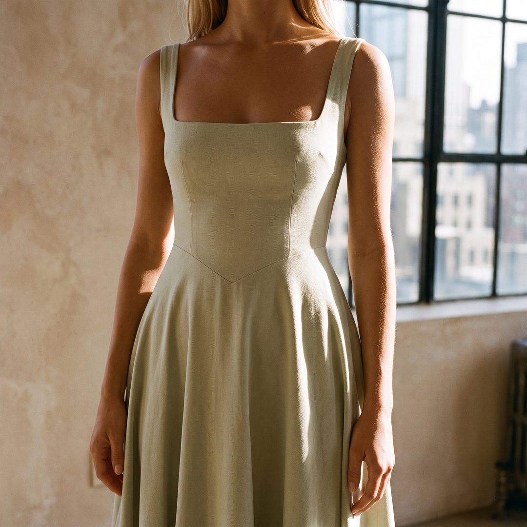 Scarlett square neckline and bodice detail