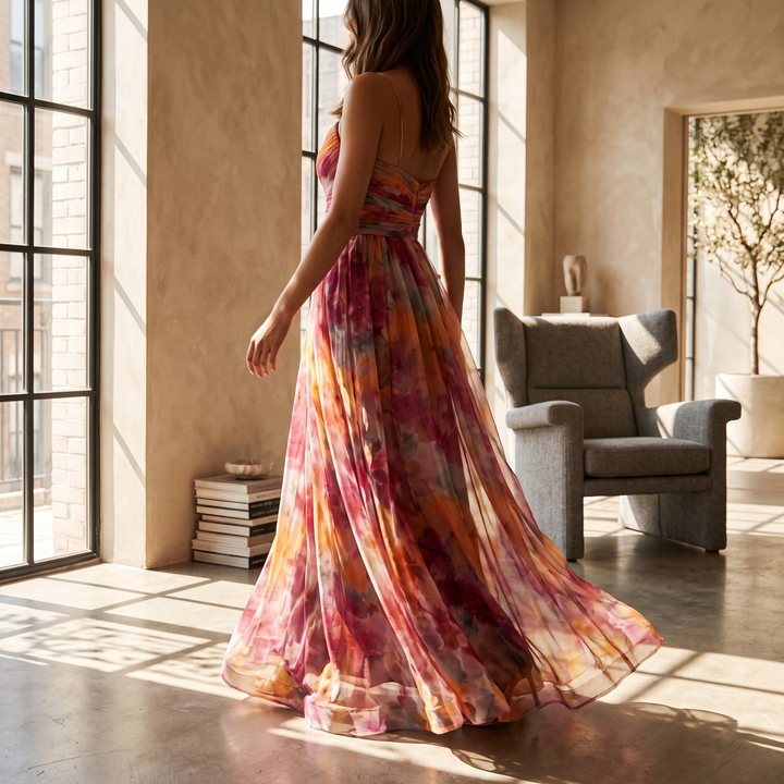 Valerie floral maxi dress skirt movement