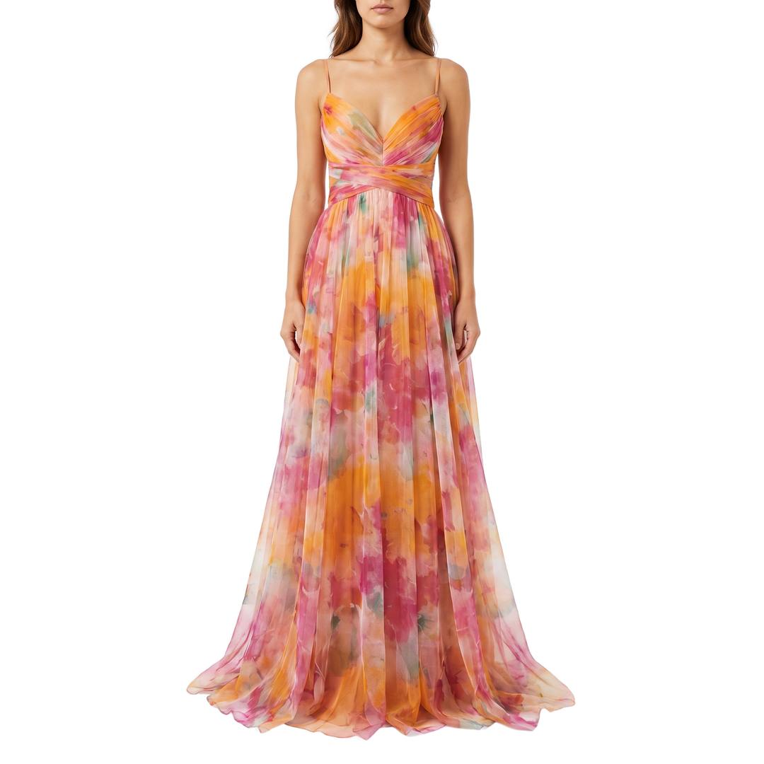 Valerie floral maxi dress, pure white background