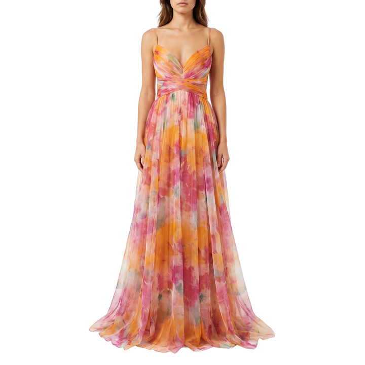 Valerie floral maxi dress, pure white background
