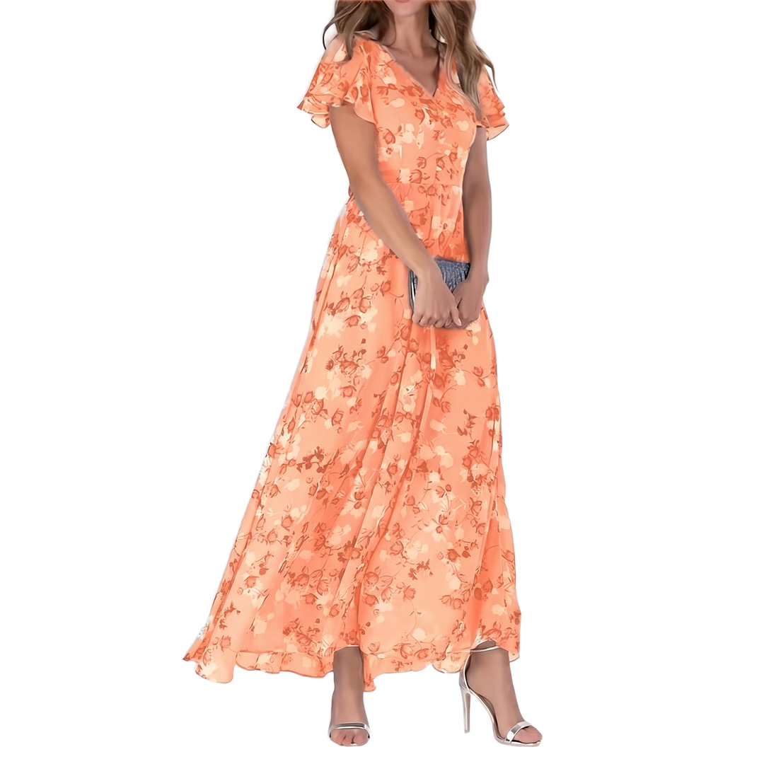 Aurelia flowing maxi dress, pure white background
