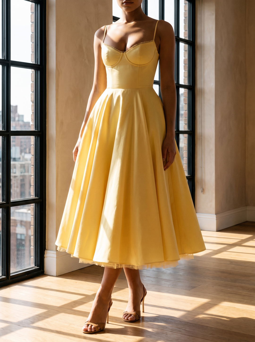 Ophira dress worn in a sunlit apartment
