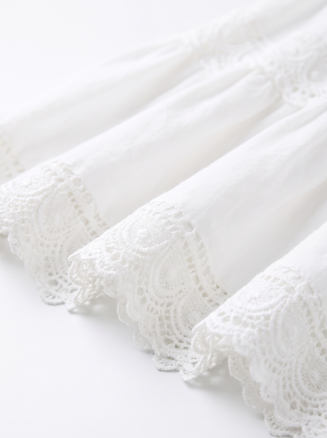 Stella dress fabric and lace detail on white